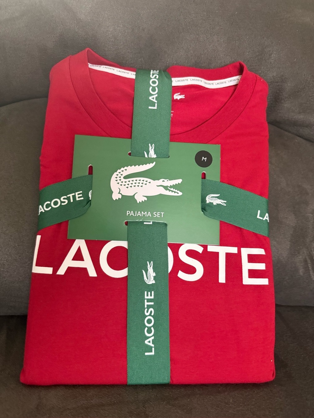 Lacoste Red Long-Sleeve men’s Pajama Set with White Logo